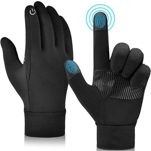 Black Winter Touchscreen Gloves Size Large - Picture 1 of 5